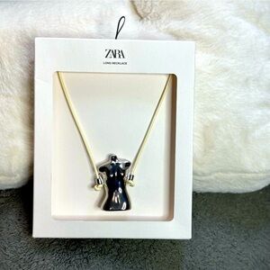 ZARA stunning Woman Accessories Human Form Charm Necklace w/ Leather Cord🔥🔥🔥
